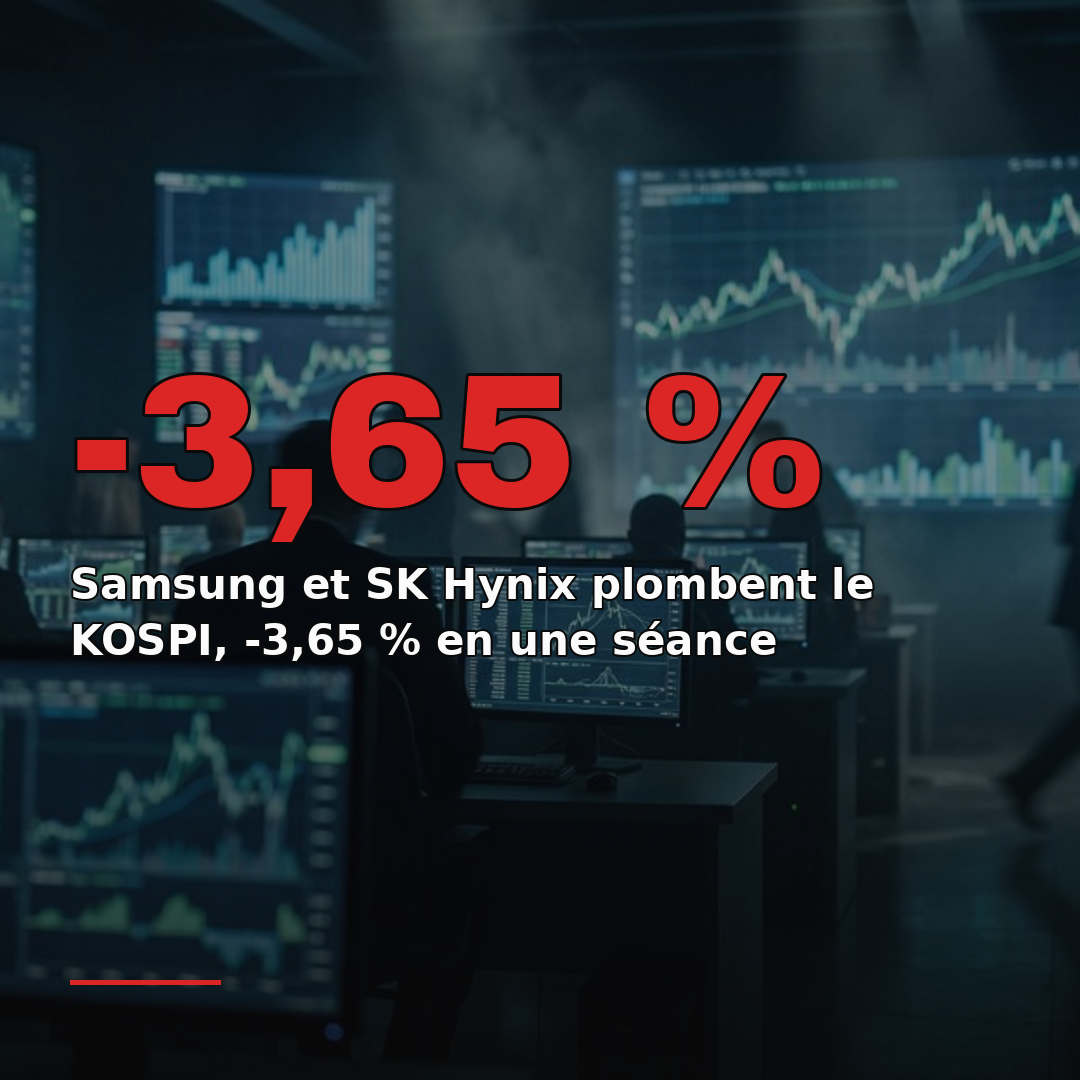 Samsung et SK Hynix plombent le KOSPI, -3,65 % en une séance