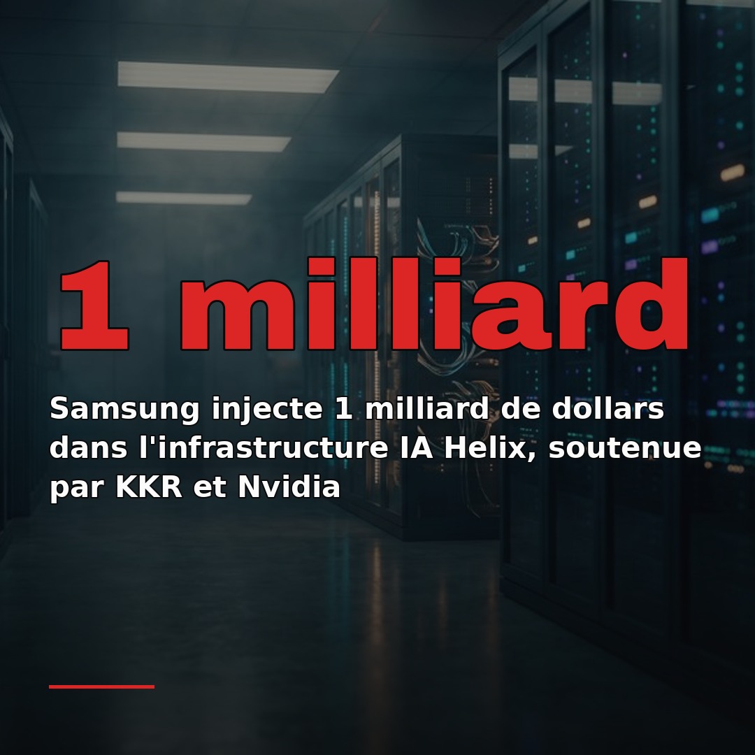 Samsung injecte 1 milliard de dollars dans l'infrastructure IA Helix, soutenue par KKR et Nvidia