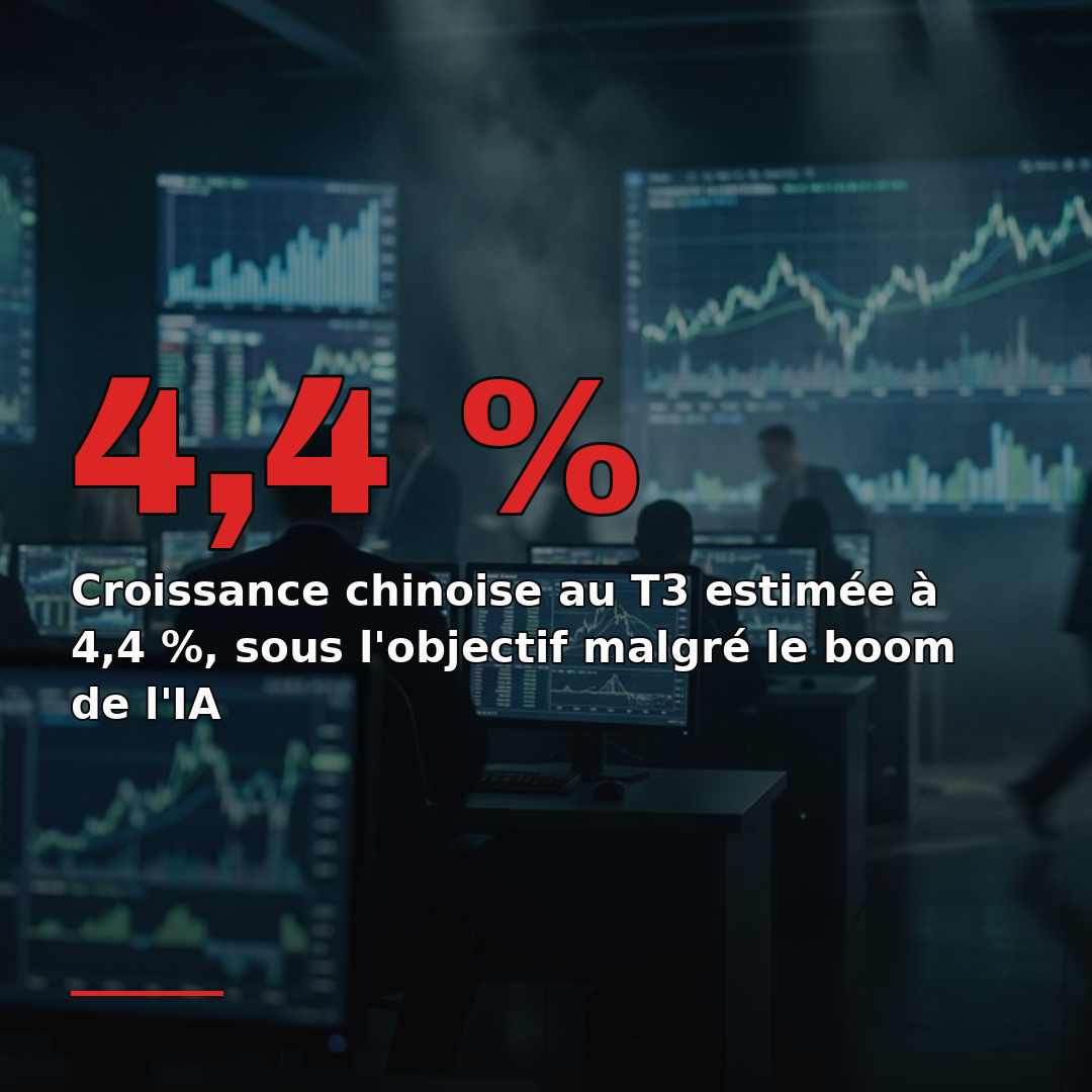 Croissance chinoise au T3 estimée à 4,4 %, sous l'objectif malgré le boom de l'IA