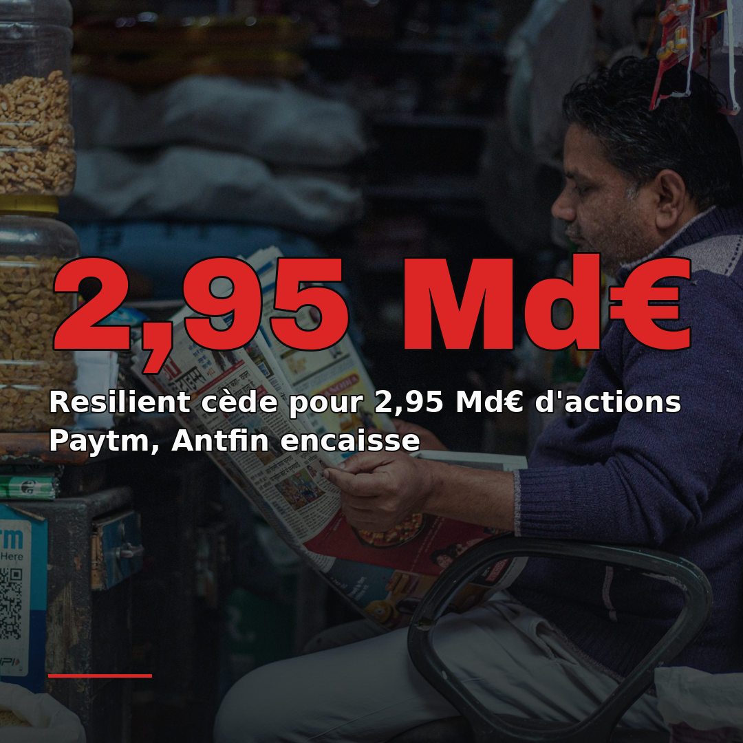 Resilient cède pour 2,95 Md€ d'actions Paytm, Antfin encaisse