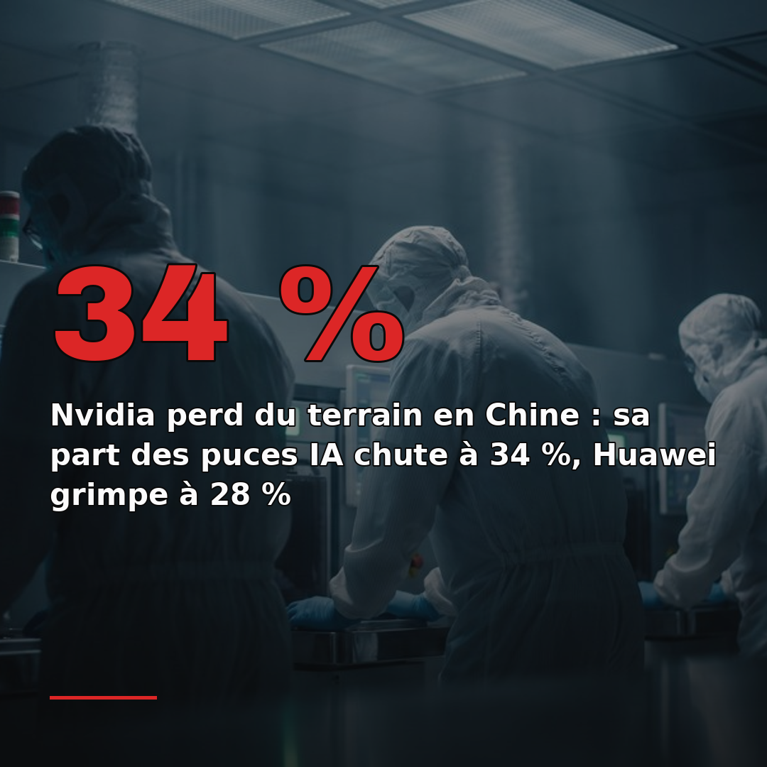 Nvidia perd du terrain en Chine : sa part des puces IA chute à 34 %, Huawei grimpe à 28 %