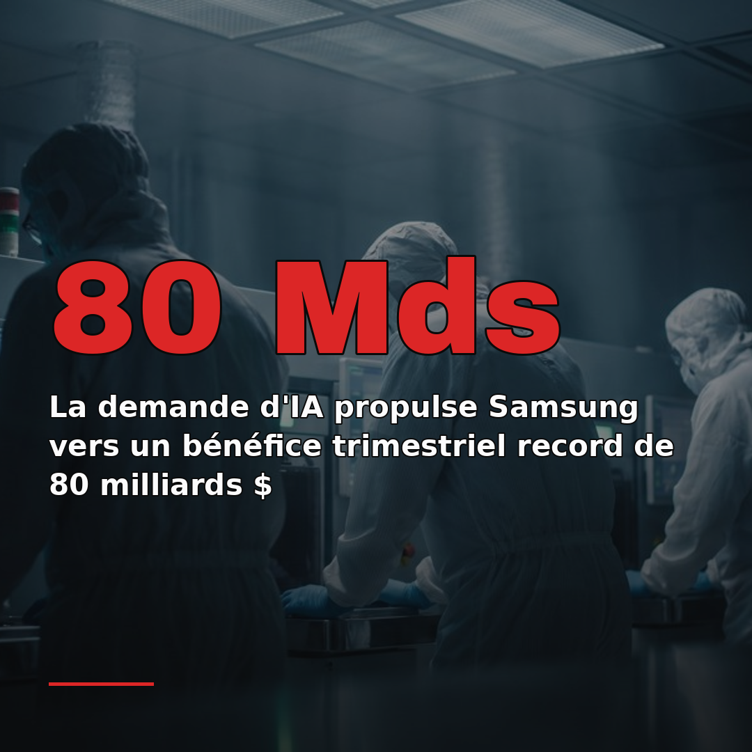 La demande d'IA propulse Samsung vers un bénéfice trimestriel record de 80 milliards $