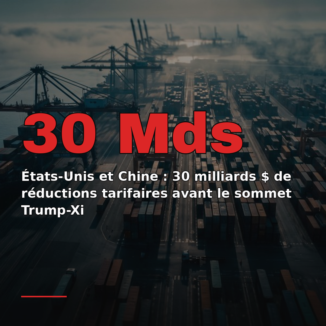 États-Unis et Chine : 30 milliards $ de réductions tarifaires avant le sommet Trump-Xi