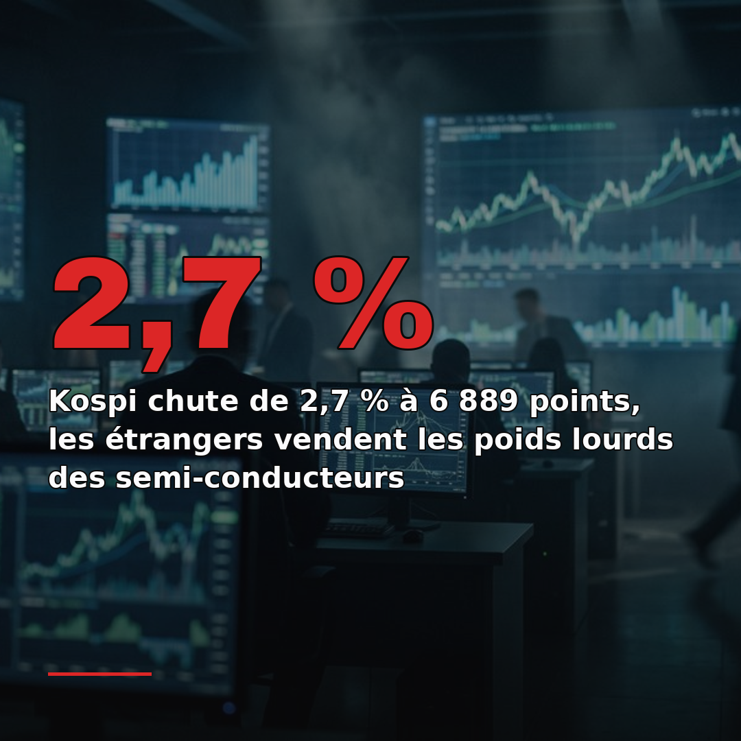 Kospi chute de 2,7 % à 6 889 points, les étrangers vendent les poids lourds des semi-conducteurs