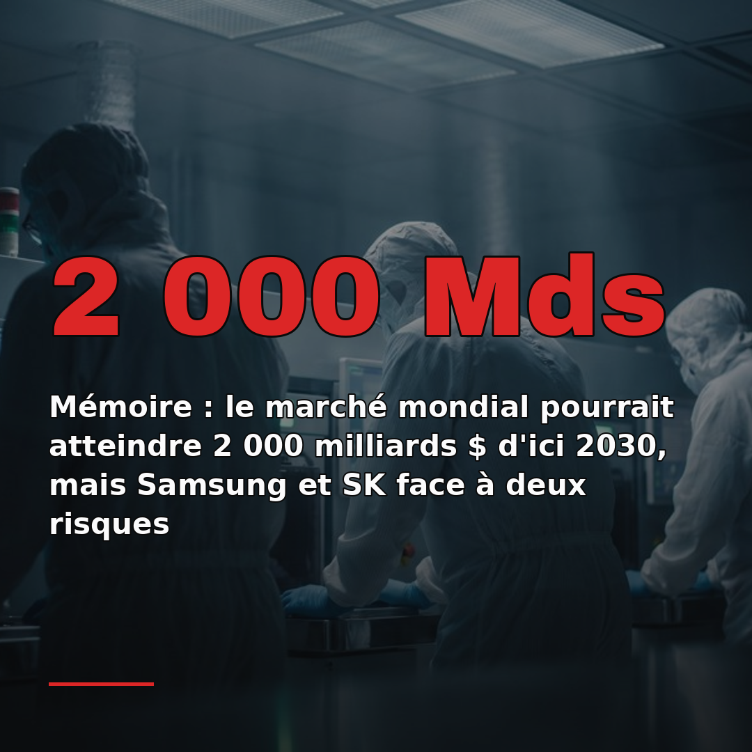 Mémoire : le marché mondial pourrait atteindre 2 000 milliards $ d'ici 2030, mais Samsung et SK face à deux risques
