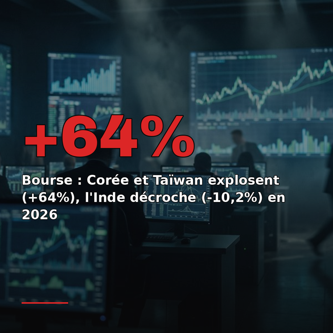 Bourse : Corée et Taïwan explosent (+64%), l'Inde décroche (-10,2%) en 2026