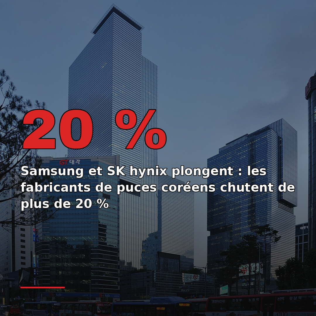 Samsung et SK hynix plongent : les fabricants de puces coréens chutent de plus de 20 %