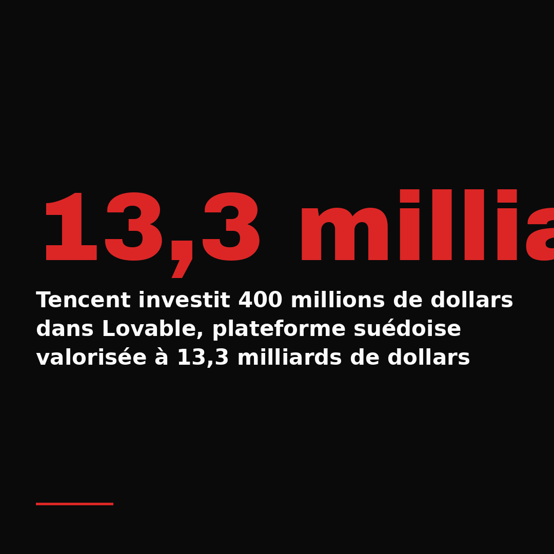 Tencent investit 400 millions de dollars dans Lovable, plateforme suédoise valorisée à 13,3 milliards de dollars