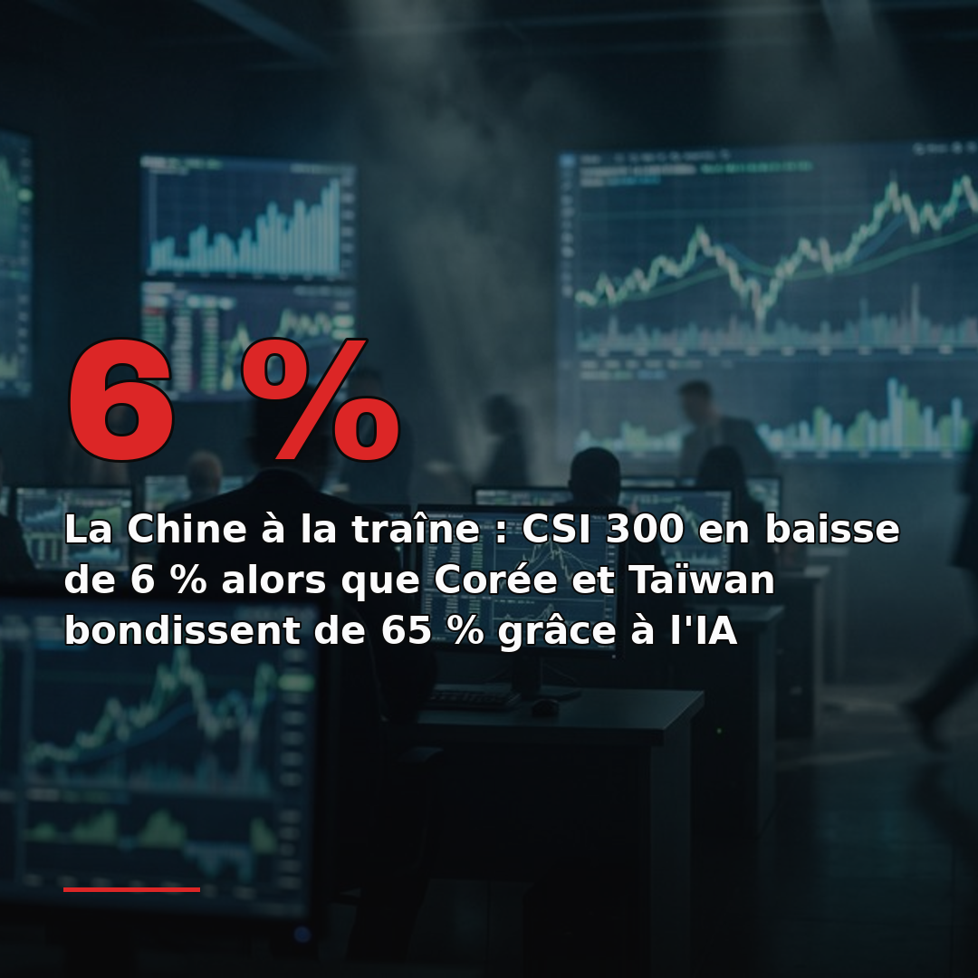 La Chine à la traîne : CSI 300 en baisse de 6 % alors que Corée et Taïwan bondissent de 65 % grâce à l'IA