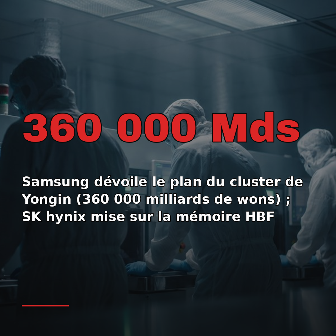 Samsung dévoile le plan du cluster de Yongin (360 000 milliards de wons) ; SK hynix mise sur la mémoire HBF