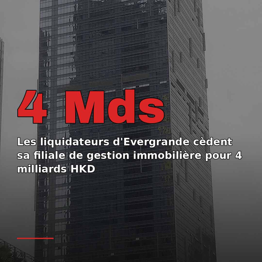 Les liquidateurs d'Evergrande cèdent sa filiale de gestion immobilière pour 4 milliards HKD